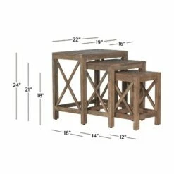 Wilkerson Wood 3 Piece Nesting Table Set Brown - Hillsdale Furniture -Side Tables Sales unnamed file 3300