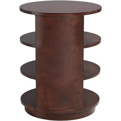55 Downing Street Mid Century Modern Walnut Wood Round Accent Side End Table 19 3/4" Wide with Drawer and Shelf Brown for Living Room Home 9 55 Downing Street Mid Century Modern Walnut Wood Round Accent Side End Table 19 3/4" Wide with Drawer and Shelf Brown for Living Room Home - Image 7