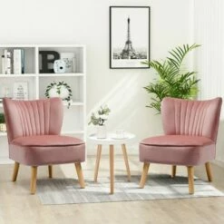 Costway 3pcs Accent Chair & End Table Set 2pcs Armless Velvet Sofa & Round Table -Side Tables Sales unnamed file 332