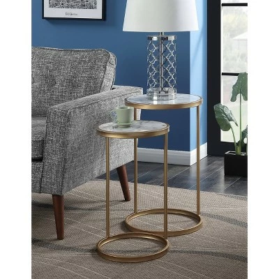 Gold Coast Faux Marble Nesting End Tables Faux Marble/Gold - Breighton Home 3 Gold Coast Faux Marble Nesting End Tables Faux Marble/Gold - Breighton Home