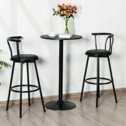 Costway 24" Round Pub Table Bistro Bar Height Cocktail Table W/Metal Base Indoor Black -Side Tables Sales unnamed file 3353