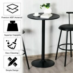 Costway 24" Round Pub Table Bistro Bar Height Cocktail Table W/Metal Base Indoor Black -Side Tables Sales unnamed file 3354