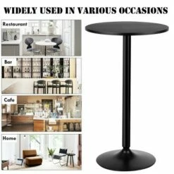 Costway 24" Round Pub Table Bistro Bar Height Cocktail Table W/Metal Base Indoor Black -Side Tables Sales unnamed file 3355