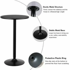 Costway 24" Round Pub Table Bistro Bar Height Cocktail Table W/Metal Base Indoor Black -Side Tables Sales unnamed file 3356