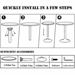 Costway 24" Round Pub Table Bistro Bar Height Cocktail Table W/Metal Base Indoor Black -Side Tables Sales unnamed file 3357