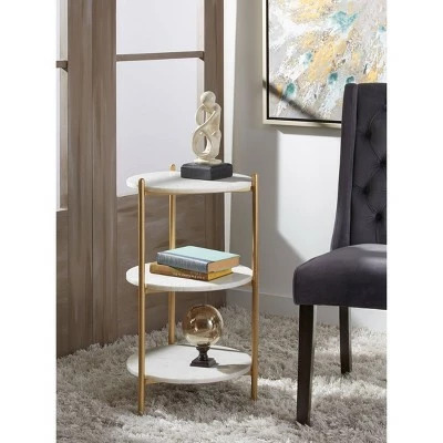Kent Tier Marble Accent Table White - Treasure Trove Accents 4 Kent Tier Marble Accent Table White - Treasure Trove Accents - Image 3