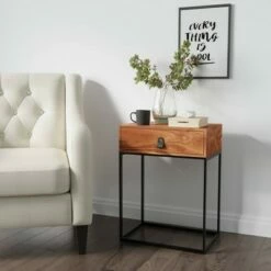 Milo Side Table Walnut - ClickDecor