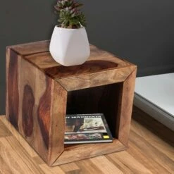 Cube Shape Rosewood Side Table Brown - The Urban Port -Side Tables Sales unnamed file 3423
