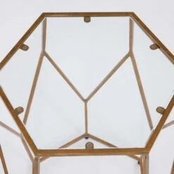 Roxy Hexagonal Chairside End Table Glass Gold - Steve Silver Co.