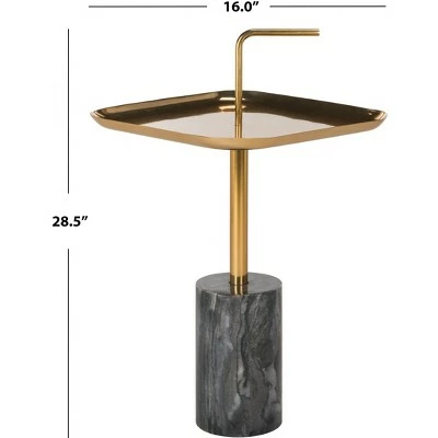 Artemis Square Brass Top Side Table - Brass/Black Marble - Safavieh 4 Artemis Square Brass Top Side Table - Brass/Black Marble - Safavieh - Image 2