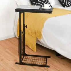Costway Height Adjustable Sofa Side Table Snack End Slide Under Table Rolling Casters -Side Tables Sales unnamed file 3505