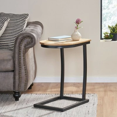 Lunsford Handcrafted Boho C Shaped End Table Honey Brown/Black - Christopher Knight Home 3 Lunsford Handcrafted Boho C Shaped End Table Honey Brown/Black - Christopher Knight Home