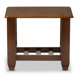 Larissa Modern Classic Mission Style Living Room Occasional End Table - Cherry Brown - Baxton Studio