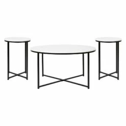 Flash Furniture Hampstead Collection Coffee and End Table Set - Laminate Top with Crisscross Frame, 3 Piece Occasional Table Set -Side Tables Sales unnamed file 3529