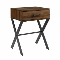 Nia Rustic Modern 1 Drawer X Leg Side Table - Saracina Home Rustic Oak -Side Tables Sales unnamed file 3566