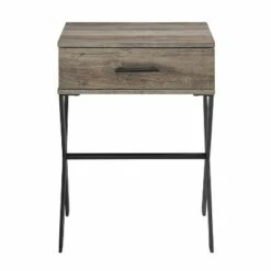 Nia Rustic Modern 1 Drawer X Leg Side Table - Saracina Home Rustic Oak -Side Tables Sales unnamed file 3567