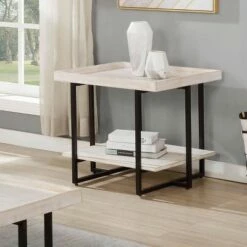 Grislare Rectangular End Table - HOMES: Inside + Out Antique White/black
