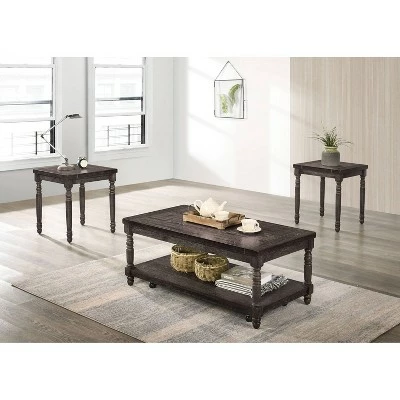 3pc Vallecito Coffee Table Set with Hidden Casters Weathered Gray - HOMES: Inside + Out 3 3pc Vallecito Coffee Table Set with Hidden Casters Weathered Gray - HOMES: Inside + Out