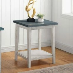 Brizza 1 Open Shelf Side Table - HOMES: Inside + Out Antique White/gray