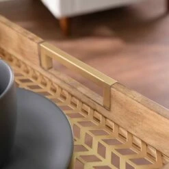 Bushall Folding Side Table Natural/Gold - Aiden Lane -Side Tables Sales unnamed file 3622