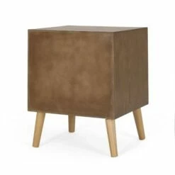 Hulett Contemporary End Table with Storage Walnut/Natural/Antique Gold - Christopher Knight Home -Side Tables Sales unnamed file 3633
