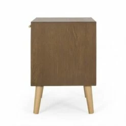 Hulett Contemporary End Table with Storage Walnut/Natural/Antique Gold - Christopher Knight Home -Side Tables Sales unnamed file 3634
