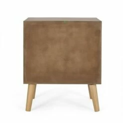 Hulett Contemporary End Table with Storage Walnut/Natural/Antique Gold - Christopher Knight Home -Side Tables Sales unnamed file 3636