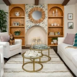 2pc 22"/28" Metal Rope Side Tables Gold - Sagebrook Home -Side Tables Sales unnamed file 368