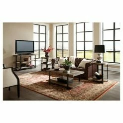 20" Modesto 2 Shelf Solid Wood and Metal End Table Reclaimed Wood Brown - Alaterre Furniture