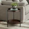 55 Downing Street Vintage Bronze Metal Round Accent Table 20 1/4" Wide Brown Walnut Wood Top and Shelf for Living Room Home House -Side Tables Sales unnamed file 3726
