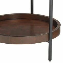 55 Downing Street Vintage Bronze Metal Round Accent Table 20 1/4" Wide Brown Walnut Wood Top and Shelf for Living Room Home House -Side Tables Sales unnamed file 3728