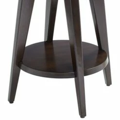 55 Downing Street Farmhouse Wood Round Accent Table 24" Wide with Shelf Dark Brown Tempered Glass Tabletop Living Room Home House -Side Tables Sales unnamed file 3735
