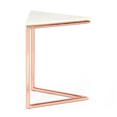 Corral Modern Glam Handcrafted Banswara Marble Top C Shaped Side Table White/Rose Gold - Christopher Knight Home 5 Corral Modern Glam Handcrafted Banswara Marble Top C Shaped Side Table White/Rose Gold - Christopher Knight Home - Image 3