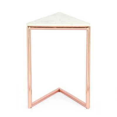 Corral Modern Glam Handcrafted Banswara Marble Top C Shaped Side Table White/Rose Gold - Christopher Knight Home 7 Corral Modern Glam Handcrafted Banswara Marble Top C Shaped Side Table White/Rose Gold - Christopher Knight Home - Image 5