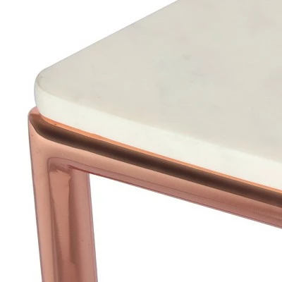 Corral Modern Glam Handcrafted Banswara Marble Top C Shaped Side Table White/Rose Gold - Christopher Knight Home 8 Corral Modern Glam Handcrafted Banswara Marble Top C Shaped Side Table White/Rose Gold - Christopher Knight Home - Image 6