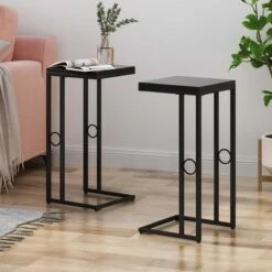 Set of 2 Bader Modern C-Shaped Side Table Black - Christopher Knight Home