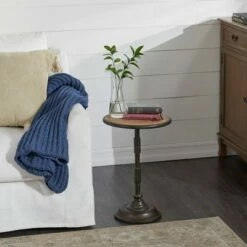 Olivia & May Industrial Wood Pedestal Accent Table Brown - Olivia & May