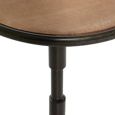 Olivia & May Industrial Wood Pedestal Accent Table Brown - Olivia & May 5 Olivia & May Industrial Wood Pedestal Accent Table Brown - Olivia & May - Image 3