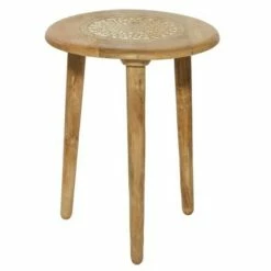 Olivia & May Traditional Mango Wood Carved Tripod Accent Table Brown - Olivia & May -Side Tables Sales unnamed file 3780
