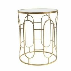 2pc 24"/20" Mirrored Round Accent Tables Gold - Sagebrook Home