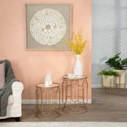 2pc 24"/20" Mirrored Round Accent Tables Gold - Sagebrook Home -Side Tables Sales unnamed file 3784