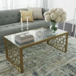 Juliette Glass Top Coffee Table Tempered Glass - Cosmoliving By Cosmopolitan Silver -Side Tables Sales unnamed file 3807