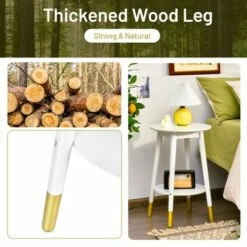 Costway 2PCS Round End Table Storage Shelf Home Decor Accent Side Table White -Side Tables Sales unnamed file 3818