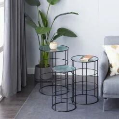 Olivia & May Set of 3 Contemporary Metal Accent Tables Black - Olivia & May