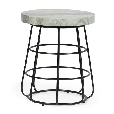 Woodbine Modern Handcrafted Marble Side Table Sand/Black - Christopher Knight Home 4 Woodbine Modern Handcrafted Marble Side Table Sand/Black - Christopher Knight Home - Image 2