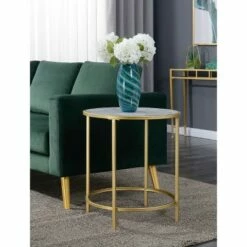 Breighton Home Gold Coast Deluxe Mirrored Round End Table - Johar Furniture