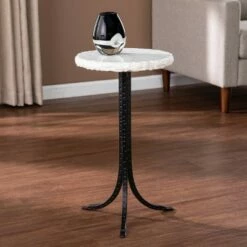 Kiawotto Round Marble Top Accent Table Black/White - Aiden Lane