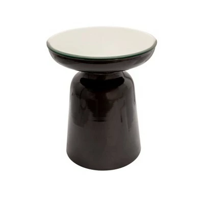 Metal Side Table with Mirror Top - Sagebrook Home Black 7 Metal Side Table with Mirror Top - Sagebrook Home Black - Image 5
