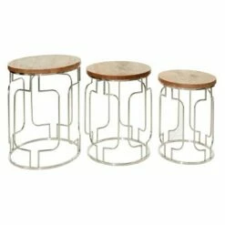 Olivia & May Set of 3 Contemporary Stainless Steel Geometric Accent Tables Brown - Olivia & May -Side Tables Sales unnamed file 389