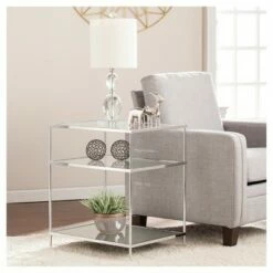 Benton Glam Mirrored Side Table - Chrome - Aiden Lane